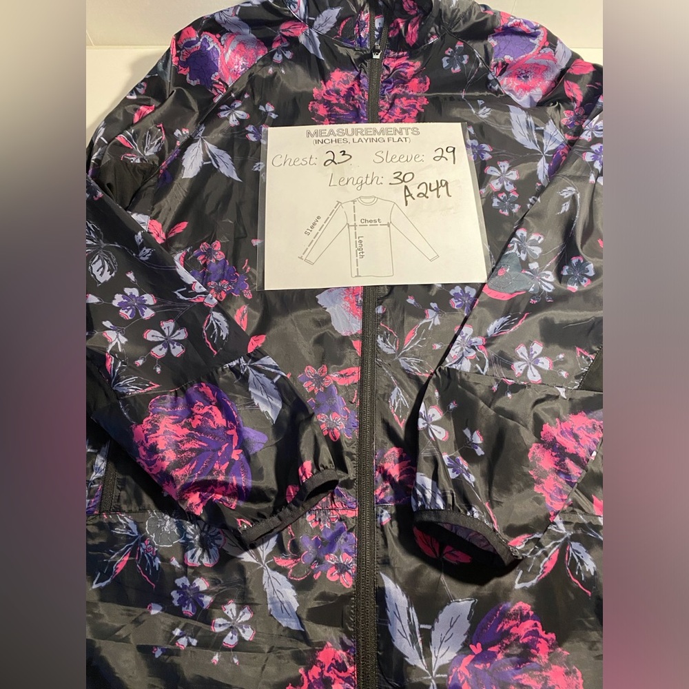 LuLaRoe Women's Floral Windbreaker Jacket Black Long Sleeve Size Large 12-14 - Picture 4 of 11